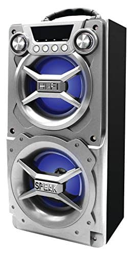 Portable Speaker with Bluetooth, Connect to iPhone, iPad or Android, Double Subwoofer Heavy Bass, Perfect for Events, Silver