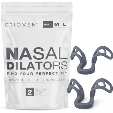 CRIOXEN Nasal Dilators for Breathing Sleeping - Reusable Internal Nostril Nose Opener, Anti Snoring Device Maximum Nasal Airflow Support Comfortable Fit for Congestion 2 Pack Hard M/L