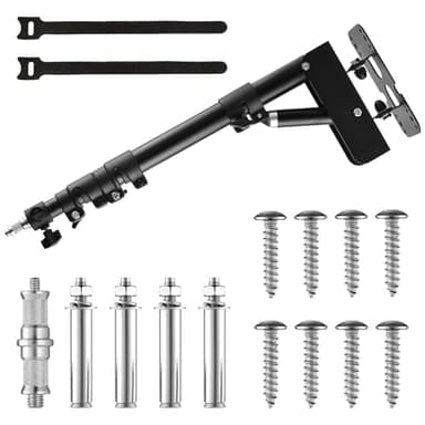 Ring Light Wall Mount with Extended 45.7" Boom Arm - Professional Heavy-Duty Studio Photography Mounting Bracket - 12lb Capacity for Commercial Studios, Broadcast and Video Production