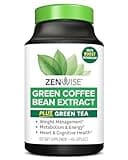 Zenwise Health Green Tea Extract with Green Coffee Bean Extract - Vegan Skin & Heart Support + Brain Health & Memory Boost - 60 Count