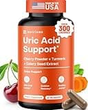 3 in 1 Uric Acid Flush Cleanse – Tart Cherry Extract with Turmeric & Celery Seed Supplement Purge - Feet and Joint Support - 60 Veggie Capsules
