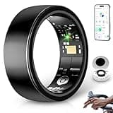 SSPATIOS Smart Rings for Women Men, Sleep Tracker, Step Tracker, No Subscription Fee, IP68 Waterproof Smart Ring for iOS & Android (Black 11#)