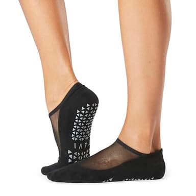 TAVI Maddie Pilates Socks - Non Slip Grip Socks for Women for Yoga, Barre, Studio Fitness, Activewear with Grippy Sole and Arch Support - Ebony, Size Small