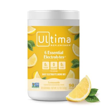 Ultima Replenisher Daily Electrolyte Powder Drink Mix – Sugar Free – Lemonade, 90 Servings – Hydration Powder with 6 Key Electrolytes and Trace Minerals – Keto Friendly, Vegan, Non-GMO
