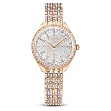 Swarovski Attract Watch, Swiss Watch with Sparkling White Crystals, Rose-Gold Tone Casing and Band, Part of The Attract Collection