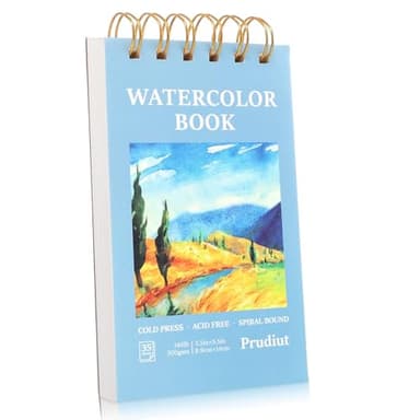 35 Sheets Watercolor Paper Pad 3.5x5.5 Inch, 140 lb/300 GSM Cold Press Water Color Paper Spiral Bound Watercolor Sketchbook for Art Painting, Journal, Drawing, Mixed Media, Easter Gifts for Artists