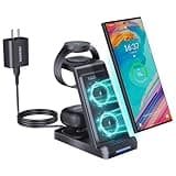MANKIW 3 in 1 Wireless Charging Station for Samsung,Fast Phone Charger Station for Samsung Galaxy S24 S23 S22 S20 Ultra Z Flip Fold 5/4/3Galaxy Watch 6/5/4/3Buds, Black