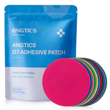 ANGTICS Dexcom G7 Adhesive Patches 30PCS, Waterproof & High Viscosity Over Patches, Stelo Full Covers CGM Bandage, 10+ Days Long Stay, Breathable, Latex-Free, Sensor is NOT Included (Multicolor)