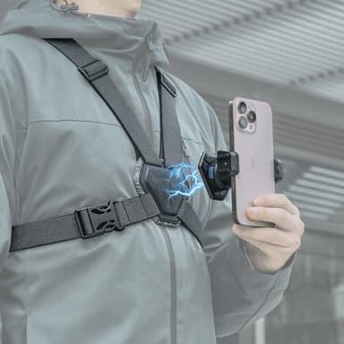 Rugvis Phone Chest Mount Harness Strap Cell Phone Holder Mount for Video Recording Bike/Kayak/Fishing/Skateboard POV/VLOG for iPhone 17/16/15/14/13 Pro Max, Samsung and More