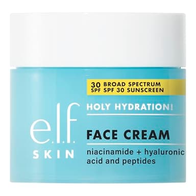 e.l.f. SKIN Holy Hydration! Face Cream - Broad Spectrum SPF 30 Sunscreen, Moisturizes & Softens Skin, Quick-Absorbing & Ultra-Hydrating, 1.7 Oz (50g)