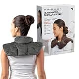 Sharper Image Heated Neck & Shoulder Wrap - Microwavable Warm & Cooling Plush Pad, Scented Aromatherapy (100% Natural Lavender & Herb Spa Blend), Pain Tension Headache Relief Therapy, Gift for Women