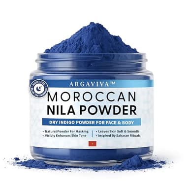 Argaviva Moroccan Nila Powder – Natural Blue Clay Mask for Face, Body & Hair – Exfoliates for Glowing, Even-Toned Skin – Plant-Based & Traditional Hammam Skincare for All Skin Types