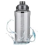 Olerd Half Gallon/64oz Water Bottle With Handle, Leak proof with removable strainer, BPA Free Fitness 2L Sports Water Jug, ensure You Drink Enough Water Daily for Gym and Outdoor Sports(Grey)