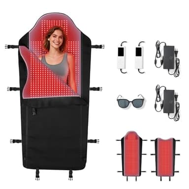 Largest 2704 LEDs Dual Full Body Red Light Therapy Mat, Easy Cleaning Premium TPU Red Light Blanket for Full Body, Dual Wavelength Infrared Red Light Blanket with 5 Levels of Lightness, 288W