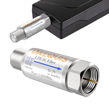 DALQUIS 1Pcs LTE 5G Filter for TV Antennas, Reduce 4G 5G Interference Pixilation Deliver Crystal-Clear Digital TV Reception, 5-608 MHz Frequency Range for Indoor Outdoor Use