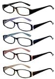 SOCTICK Reading Glasses Blue Light Blocking, 5-Pack Reading Glasses for Women with Comfort Spring Hinges, Anti UV/Glare Readers 1.75