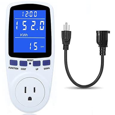Upgraded Watt Meter Power Meter Plug Home Electricity Usage Monitor, Electrical Usage Monitor Consumption, Energy Voltage Amps Kill Meter with Backlight, Overload Protection, 7 Modes Display-With Cord
