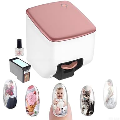 Nail Printer,Nail Art Printer Machine,Impresora De UñAs,Fingernail Printer,2026 New 3d 4800dpi Diy Fingernail Printer Machine,Control Through Mobile App W/Gallery,10s Fast Printing,For Home/Salon