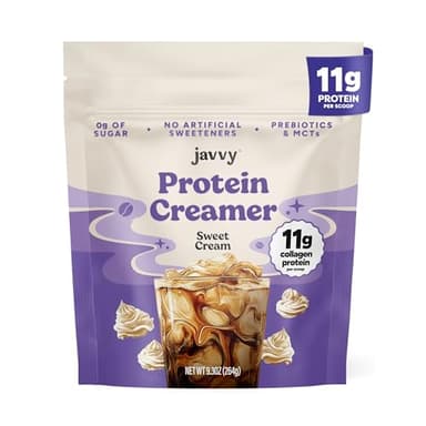 Sweet Cream Protein Coffee Creamer - Grass Fed Pasture Raised Collagen - Hair, Skin & Nail Support, Energy-Boosting MCTs, Keto Friendly, Lactose Free & Gluten Free, No Added Sugar, 11g of Protein