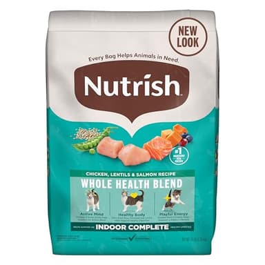 Nutrish Indoor Complete Premium Natural Dry Cat Food, Chicken with Lentils & Salmon Recipe, 14 Pounds (Packaging May Vary)