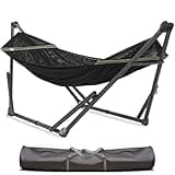 Tranquillo Uniki 3-Year Warranty Hammock Stand, Instant 30s Foldable Hammock with Stand, 550 lbs Capacity Camping Hammock for 1 Persons, Portable & Durable Premium Hammock, Black