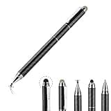 Yacig Capacitive Stylus Pen, 4-in-1 High Sensitivity and Precision Touch Screen Stylus Clear Disc Tip,Black Rubber Tip &Mesh Fiber Tip Compatible with Universal Touch Screen Device,Black