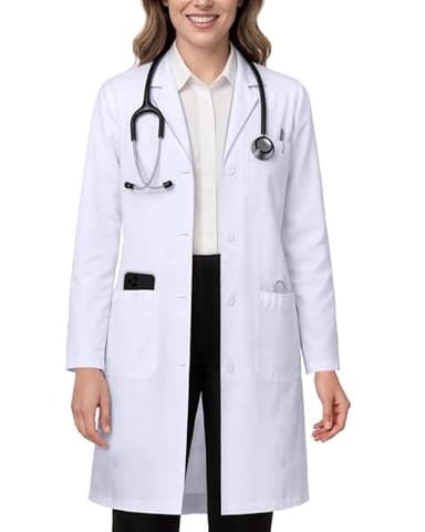 NY Threads Professional White Lab Coat for Women, Long Sleeve Medical Coat 1 Pack, Small, White