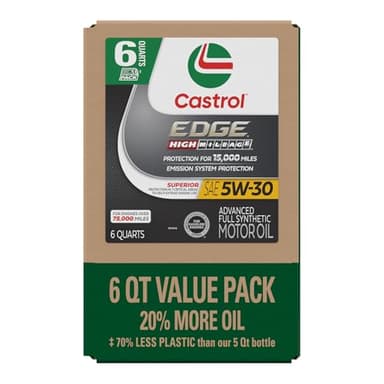 Castrol EDGE High Mileage 5W-30 Advanced Full Synthetic Motor Oil, 6 Quarts EcoPack