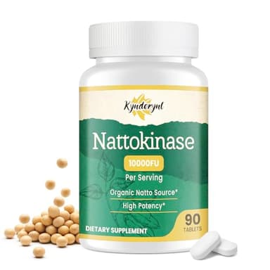 Kynderynl Nattokinase Supplement 10000FU – Organic Natto Enzyme 500mg for Circulatory Wellness, Enteric-Coated Tablets Aiding Digestion & Assisting Absorption, Vegan, 90 Tablets (90-Day Supply)