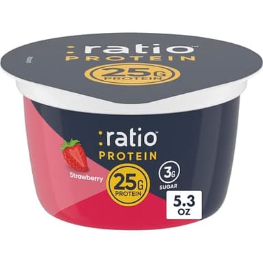 Ratio Yogurt Protein Cultured Dairy Snack, Strawberry, 25g Protein, 5.3 OZ