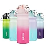 BJPKPK 18oz Insulated Water Bottle With Straw Stainless Steel Double Wall Water Bottles BPA Free Leak Proof Thermos With Lockable Flip Lid And Soft Silicone Spout,Cherry Blossom