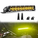 Chelhead UTV Led Light Bar, 11 Inch Single Row Yellow Spot Led Off Road Driving Lights Compatible With RZR XP TURBO, Can Am Maverick X3, Yamaha, Tractor for Hood, Bumper, Grille Lights