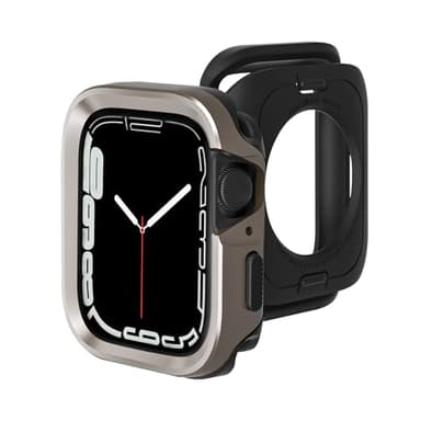 SDOCEBF Metal Case Compatible with Apple Watch Series 6/5/4 SE/SE2/SE3 44mm, W1 Rugged Bumper Protector Apple Watch Case 44mm with TPU Watch Back Cover, Titanium Original