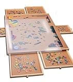 PlayVibe Puzzle Locker 1500 Piece Puzzle Board with Drawers and Cover - Solve Station - Sturdy Puzzles Table with 6 Drawers 27" x 35" - Jigsaw Portable Wooden Puzzles Tray Accessories