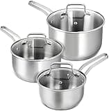 MICHELANGELO Stainless Steel Pot Set - 1QT & 2QT & 3QT Stainless Steel Sauce Pan with Lid, Induction Saucepan Set, Small Pots for Cooking - 6 Pcs