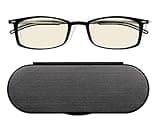 ThinOptics Milano Aluminum Case + Frontpage Brooklyn Rectangular Reading Glasses, Rectangle/Black, 44 mm + 1.5