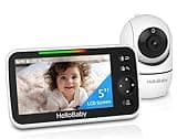 HelloBaby No WiFi Baby Monitor 5" Screen 30-Hour Battery Pan-Tilt-Zoom Video Upgrade with Camera and Audio, Night Vision, VOX, 2-Way Talk, 8 Lullabies and 1000ft Range