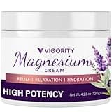 Vigority Magnesium Cream for Sleep: Magnesium Lotion for Leg Cramps - Soothing Magnesium with Lavender, Vitamin E and Shea Butter - Safe for Kids & Pregnant Individuals - 4.23 oz