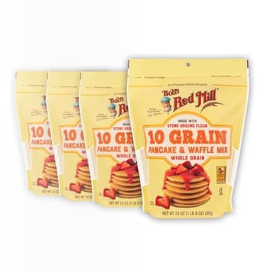 Bob's Red Mill 10 Grain Pancake Mix, 24oz (Pack of 4) - Whole Grain, Kosher