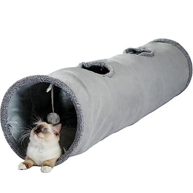 PAWZ Road Cat Tunnel 51 Inches Long Cat Toys Collapsible Tunnel 12 Inches in Diameter Large Cats Tube for Big Cats,Rabbits and Puppy- Large