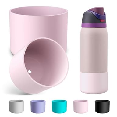 Alwenid 2PCS Silicone Water Bottle Boot for Owala 32 Oz, Anti-Slip Protective Sleeve Bottom Bumper Protector for FreeSip, Twist, and Flip Stainless Steel Water Bottles (Pink)