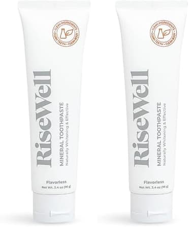 RiseWell Mineral Unflavored Toothpaste - Hydroxyapatite Flavorless Toothpaste - Made in The USA, Sensitive Teeth Whitening, No Added Fluoride, SLS-Free - Made by Dentists, 3.4 Oz (Pack of 2)