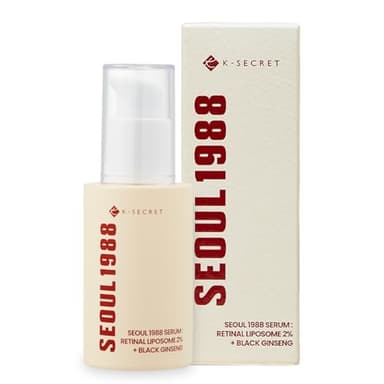 K-SECRET SEOUL 1988 Retinal Serum: Retinol Serum for Face Anti Aging Wrinkle Care - 2% Retinal Liposome Black Ginseng Niacinamide Bakuchiol Vitamin C & 3 Peptides - Korean Skincare Fragrance Free 30mL