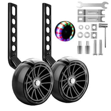 Training Wheels, Wider Flash Kids Bike Training Wheels for 12 14 16 18 20 Inch Single Speed & Variable Speed Bicycle Heavy Duty Rear with Stabilizers Mounted Kit