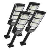 FOWSEEK Solar Outdoor Lights 4 Packs, 6500K Solar Street Lights Outdoor Waterproof with Motion Sensor, Solar Flood Security Lights with Remote Control Dusk to Dawn Commercial Lighting for Yard Path