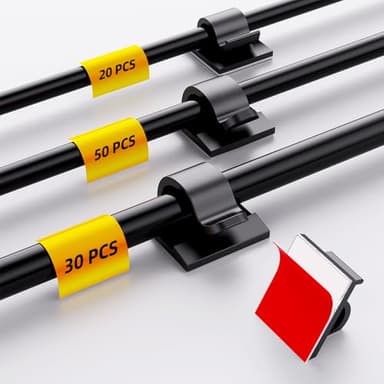 ITUGOU 100 PCS Adhesive Cable Clips Cord Organizer (Small, Medium,Large),Wire Holder for Cable Management, Outdoor Light Clips Light Hooks for LED String,Car Dash Cam, Extension Cord (Black)