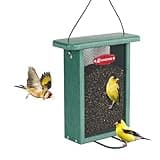 Kingsyard Metal Mesh Bird Feeder for Outdoors Hanging, Finch Feeder for Nyjer/Thistle, Sliding Mesh & Built-in Perch, Recycled Plastic, Green