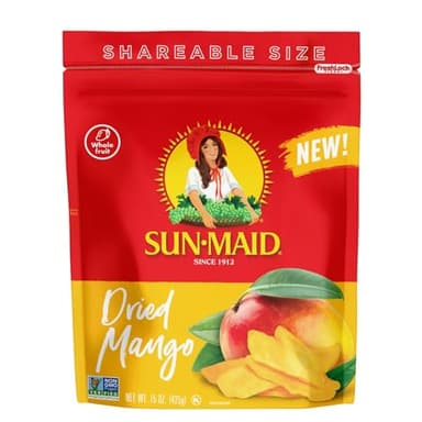 Sun-Maid Dried Mango Slices - 15 oz Resealable Bag - Sweetened with Cane Sugar - Dried Fruit Snack for Lunches, Holiday Snacks, and Charcuterie Boards