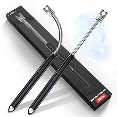 KTEBO 2 Pack Plasma Arc Electric Lighters Rechargeable - USB Long Reach Flexible Gooseneck for Scented Candles, BBQ Grill & Camping - Windproof Design - Stocking Stuffers