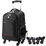 Rolling Backpack with 4 Extra Wheels - Water-Resistant, Airline Approved Underseat Travel Luggage, Ideal 18*14*8 Personal Item Suitcase, Wheeled Backpack, Roller Backpack,Rolling Laptop Bag